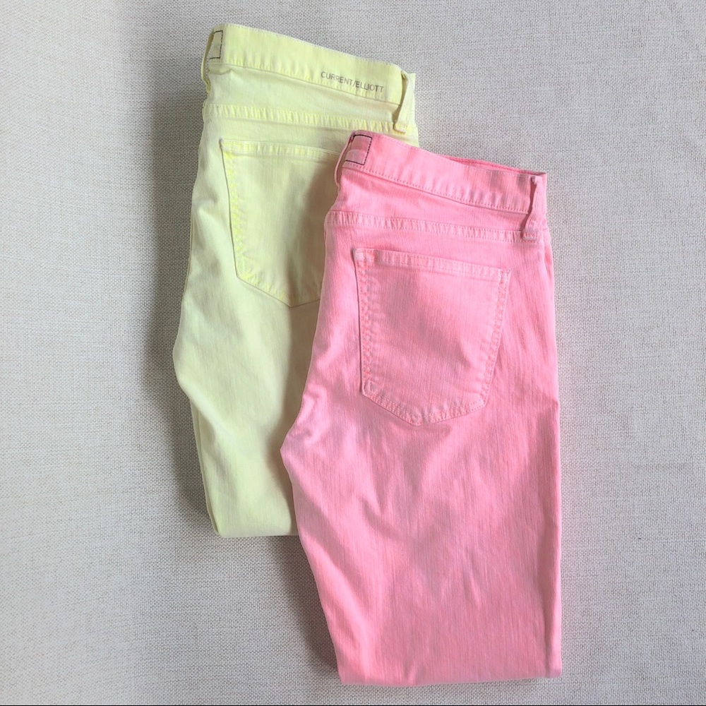 2 PAIRS 🍭Current/Elliott BUNDLE Neon Skinny Jeans